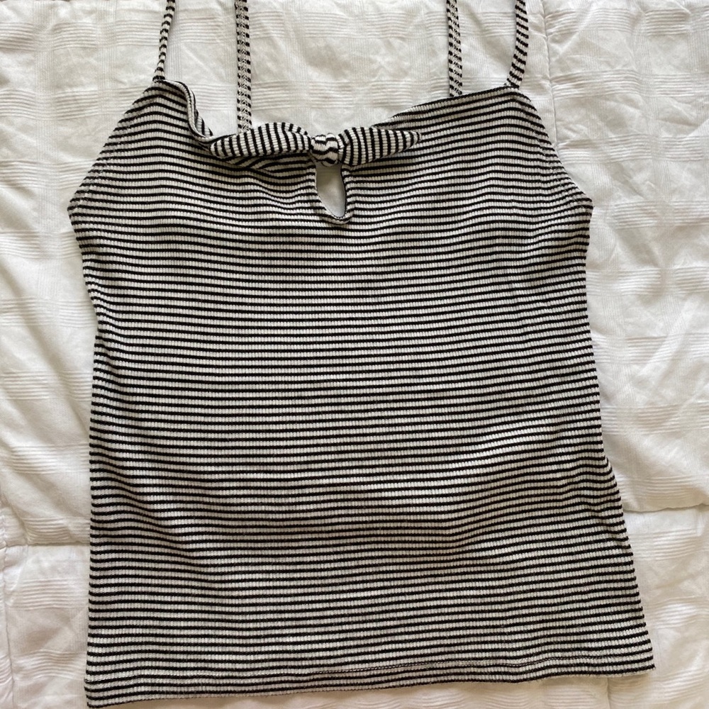 black and white striped tank top with bow